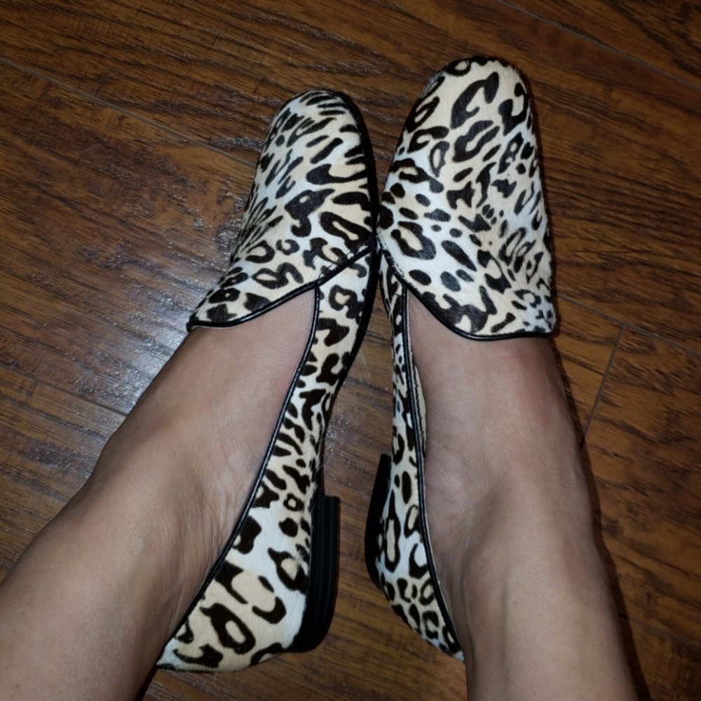 NEW cheetah faux calf hair flats